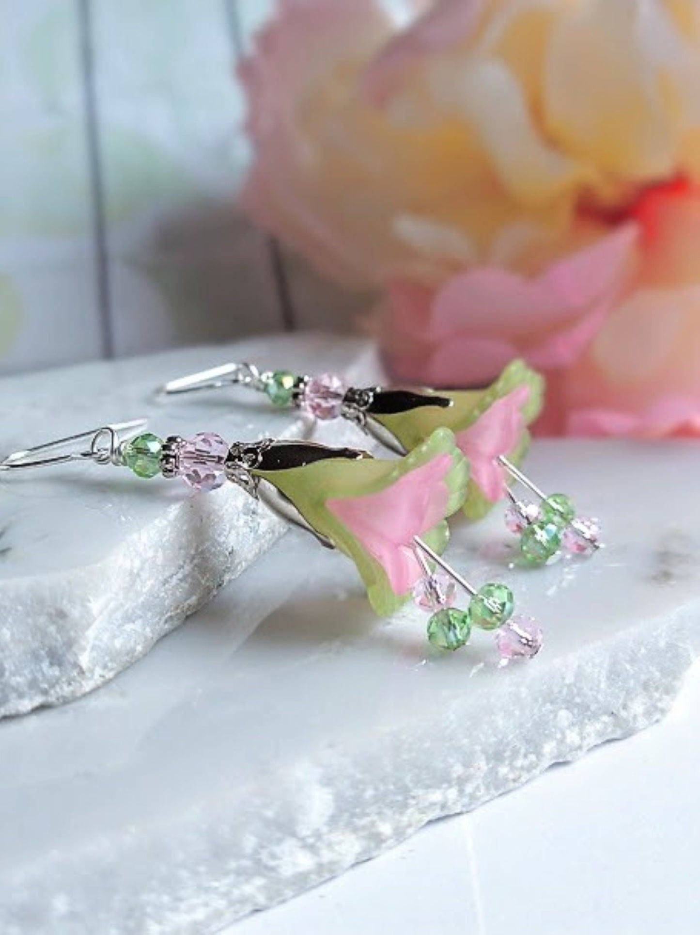 Flower Earrings Garden Party Earrings Flower Girl Bridal Earrings Floral Drop Earrings Boho Earrings Statement Jewelry Gift For Nature Lover