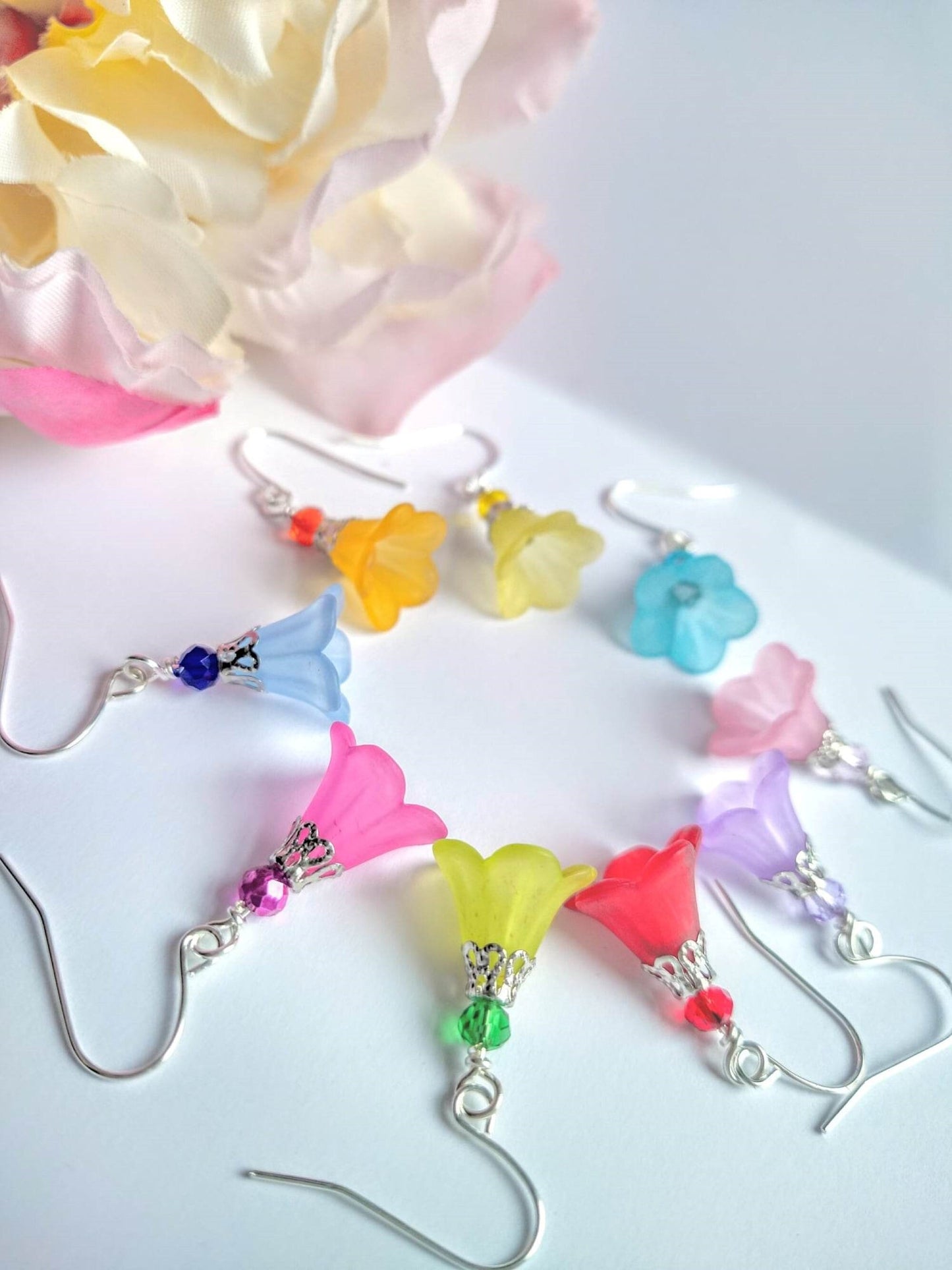 Dainty Flower Earrings Floral Fashion Bridal Bridesmaid Gift For Her Floral Dangle Earrings Flower Jewelry Christmas Gift Drop Earrings