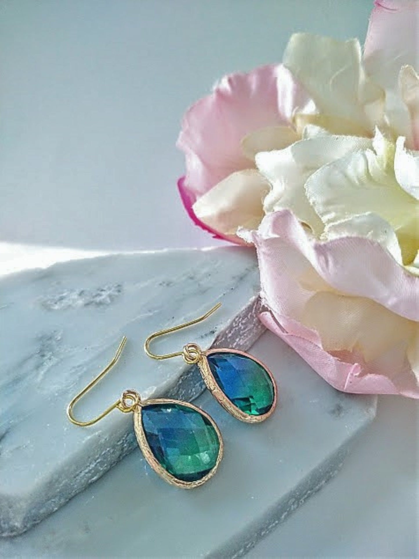 24kt. Gold Dangle Earrings Minimalist Drop Earrings Teardrop Dangles Dainty Jewelry