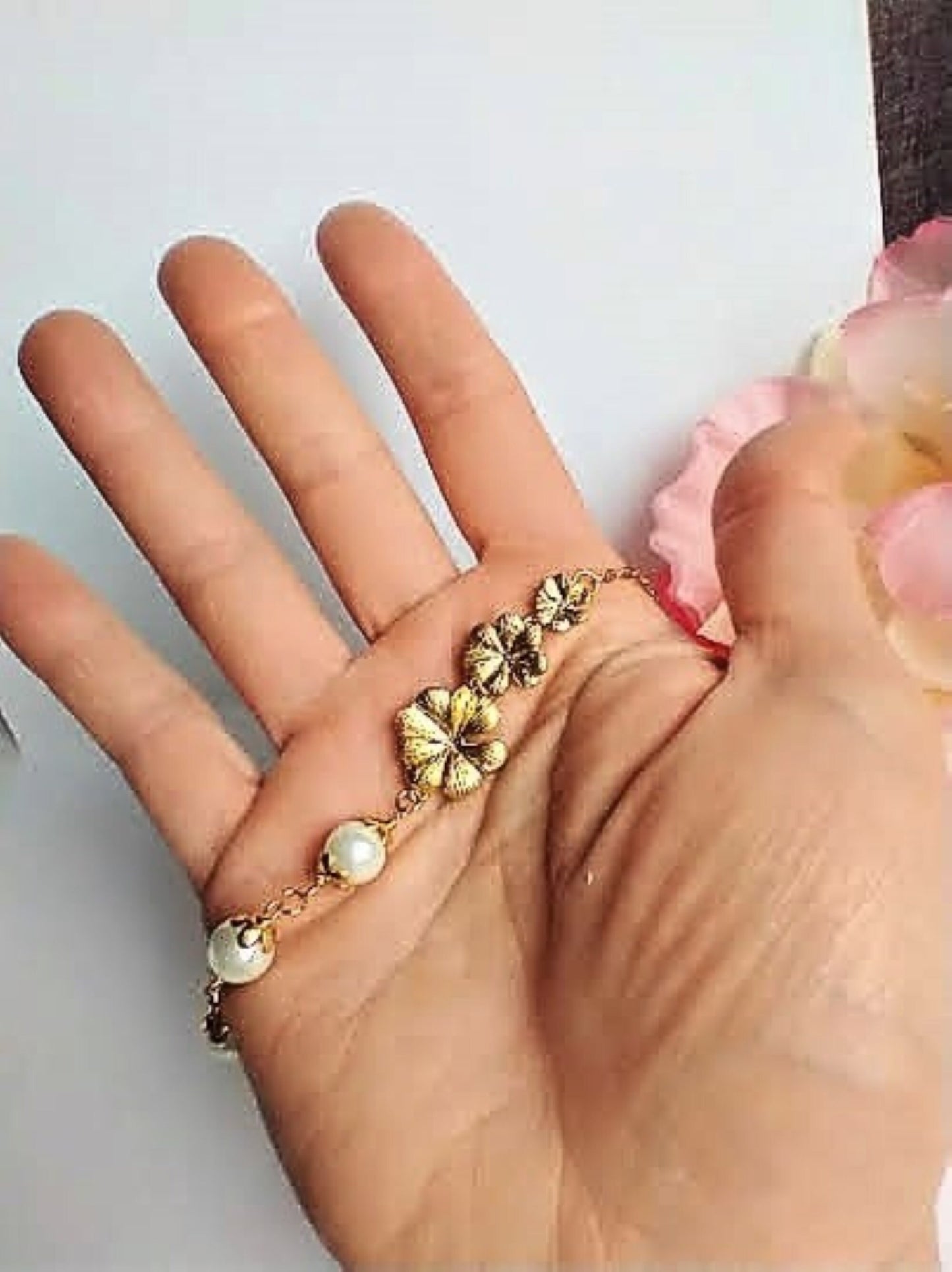 Gold Plumeria Flower Necklace: Pearl Bridal Jewelry