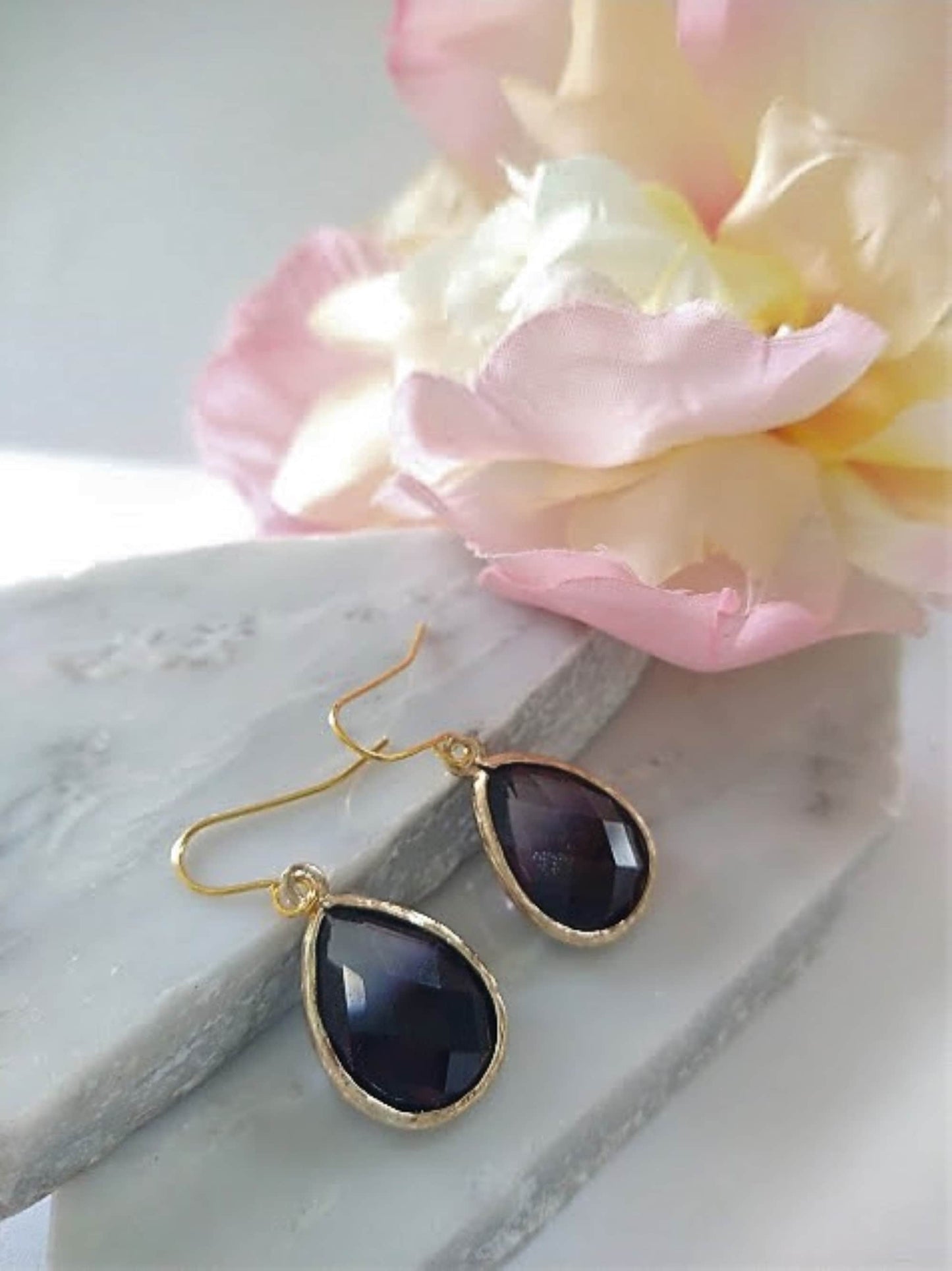 24kt Teardrop Gold Dangle Earrings Minimalist Style Bridal Drop Earrings Multi Color Gift For Her Dainty Jewelry Christmas Gift