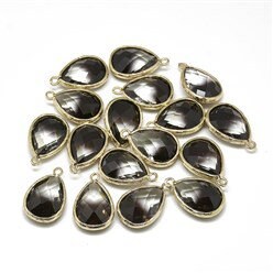 Teardrop Dangle Earrings dainty Black Drops 24kt Gold Jewelry