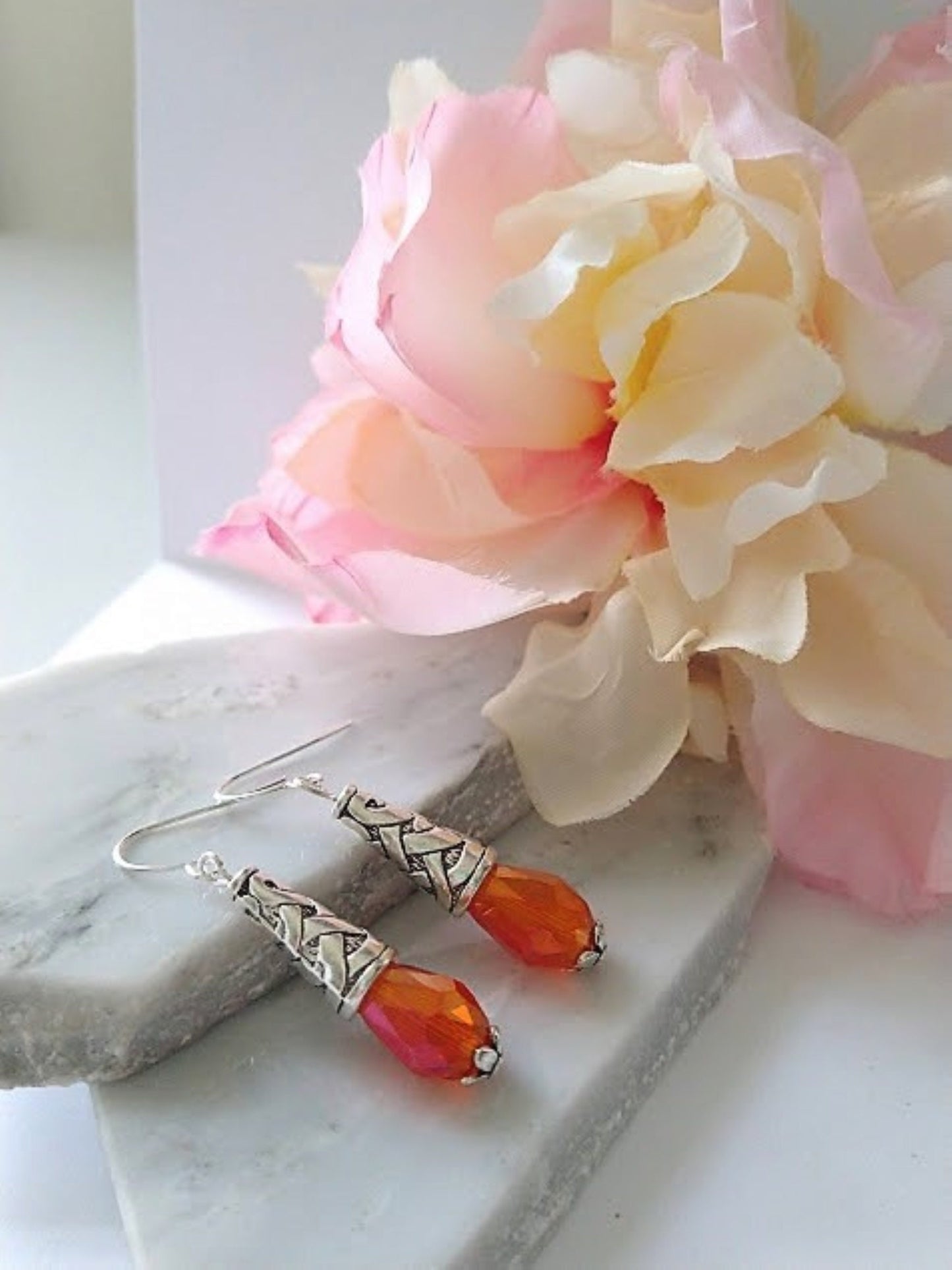 Autumn Sea Glass Dangle Earrings • Fall Everyday Jewelry • Boho Chic Minimalist Earrings • Coastal Beach Style Gifts for Her