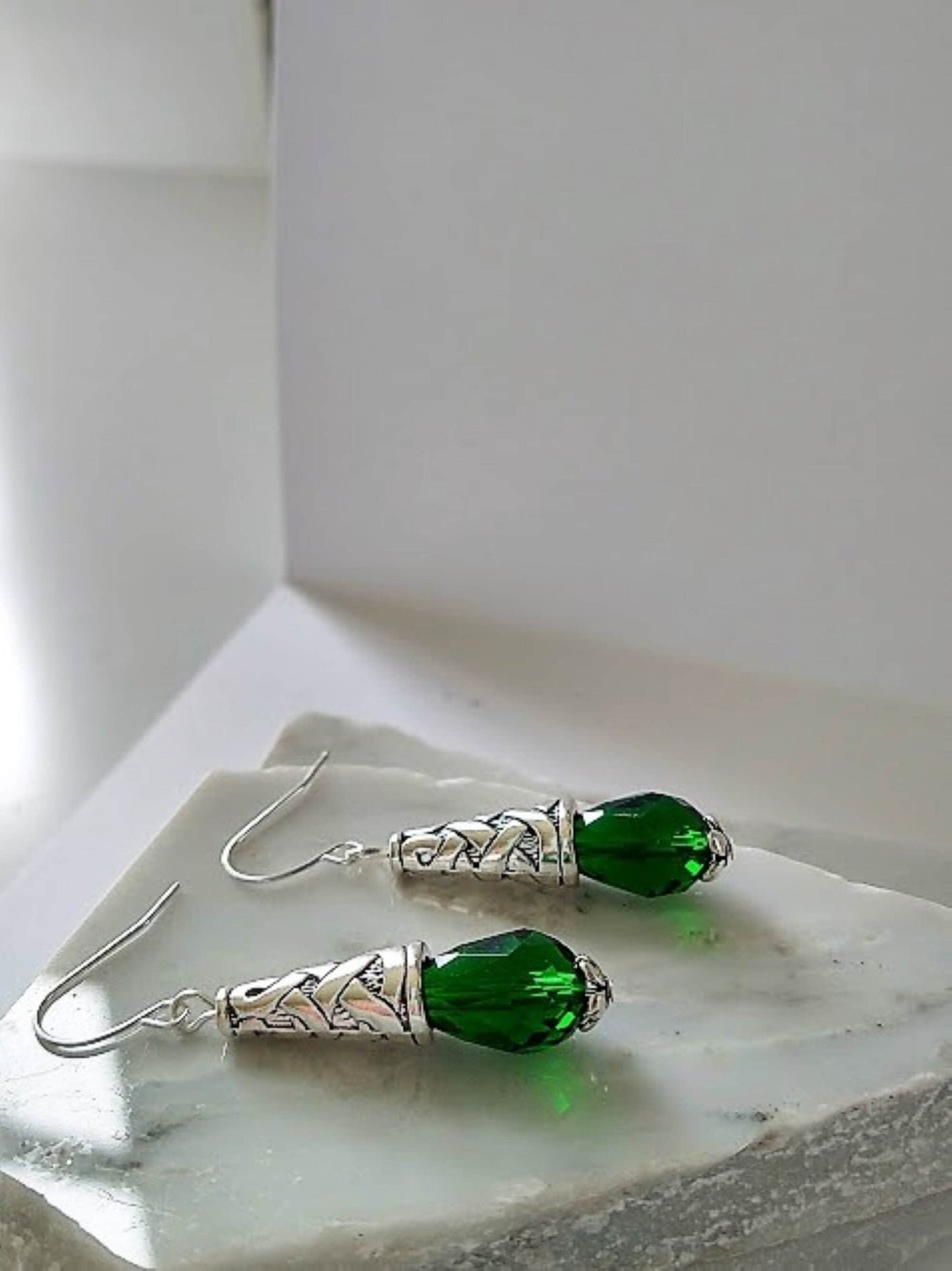 Emerald Teardrop Earrings Green Dangle Earrings, Drop Earrings, Gift For Her, Birthstone Earrings Gemstone Jewelry Boho Earrings