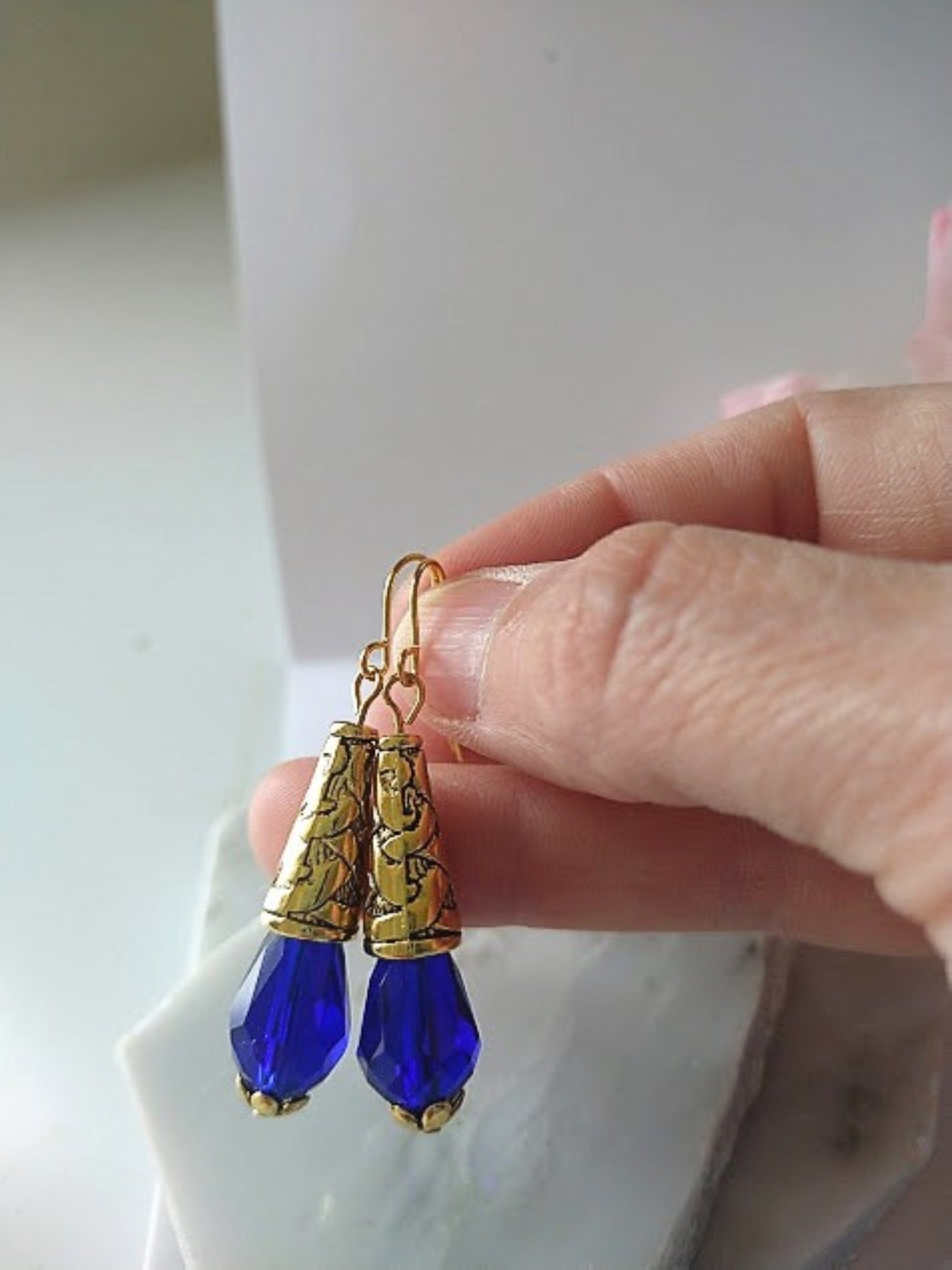 24kt Gold Teardrop Earrings Minimalist Drop Jewelry Handmade Dangle Earrings Gift For Her