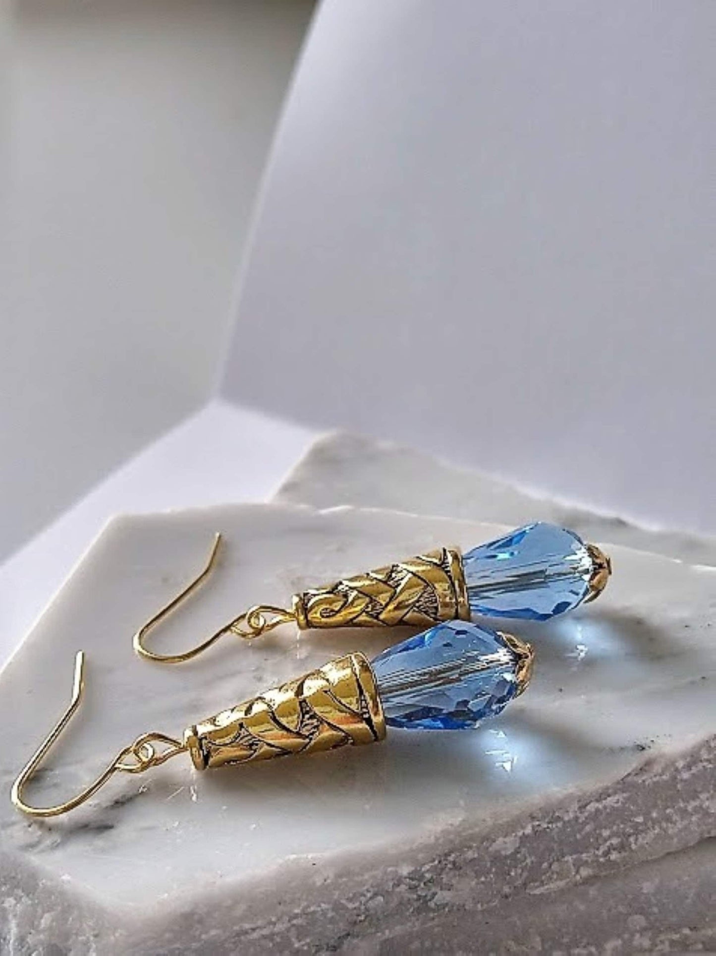 24kt Gold Teardrop Earrings Minimalist Drop Jewelry Handmade Dangle Earrings Gift For Her