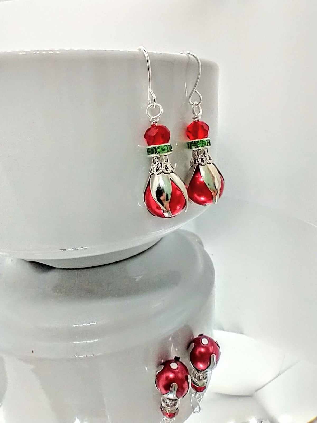 Holiday Christmas Earrings Pearl Drop Earrings Gift For Her Pearl Jewelry Christmas Gift Stocking Stuffer Christmas Gift