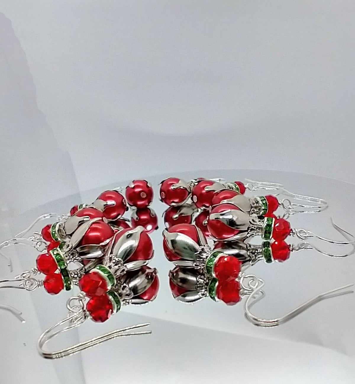 Holiday Christmas Earrings Pearl Drop Earrings Gift For Her Pearl Jewelry Christmas Gift Stocking Stuffer Christmas Gift