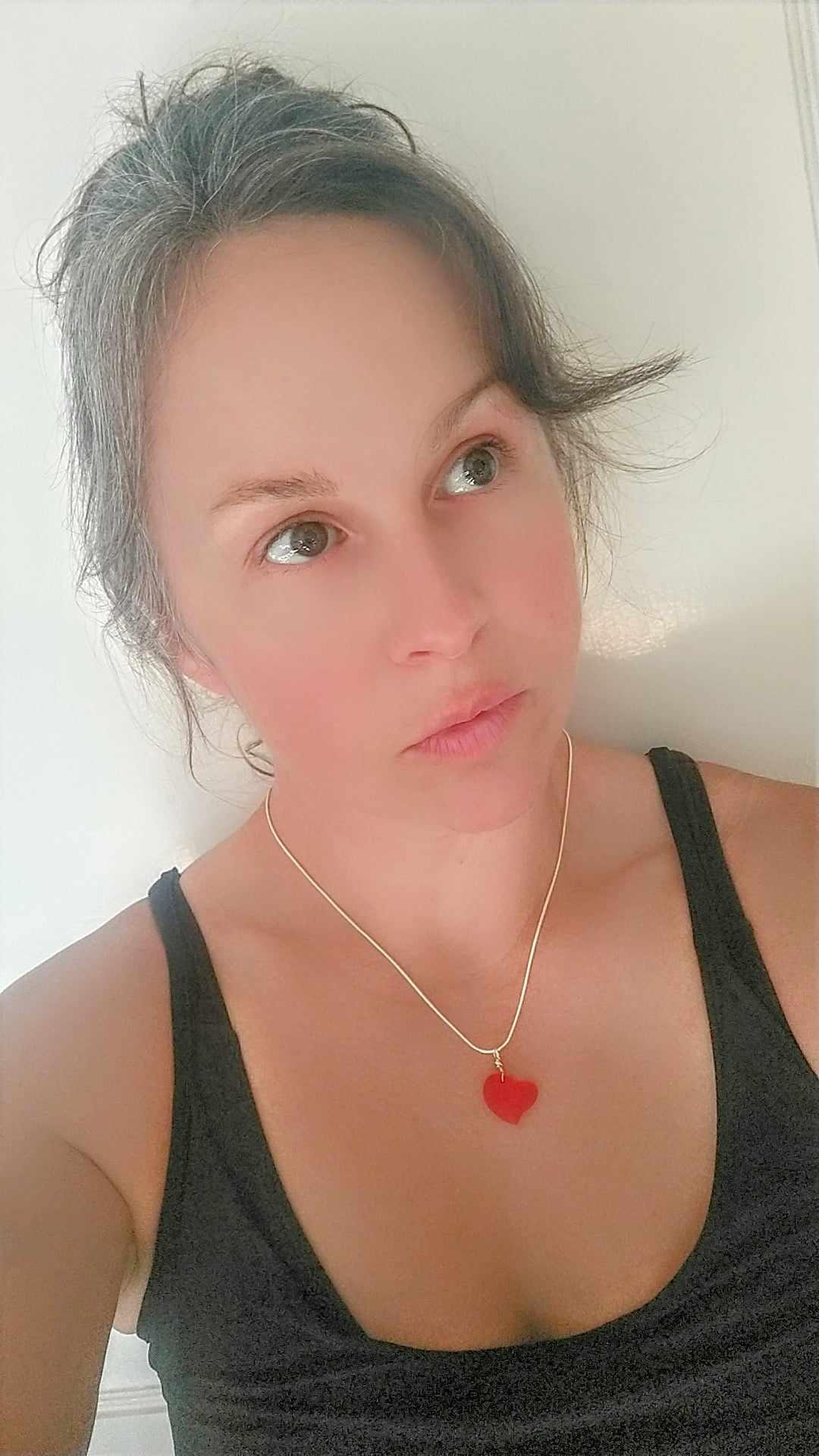 Sea Glass Heart Pendant Necklace: Silver Snake Chain, Handmade