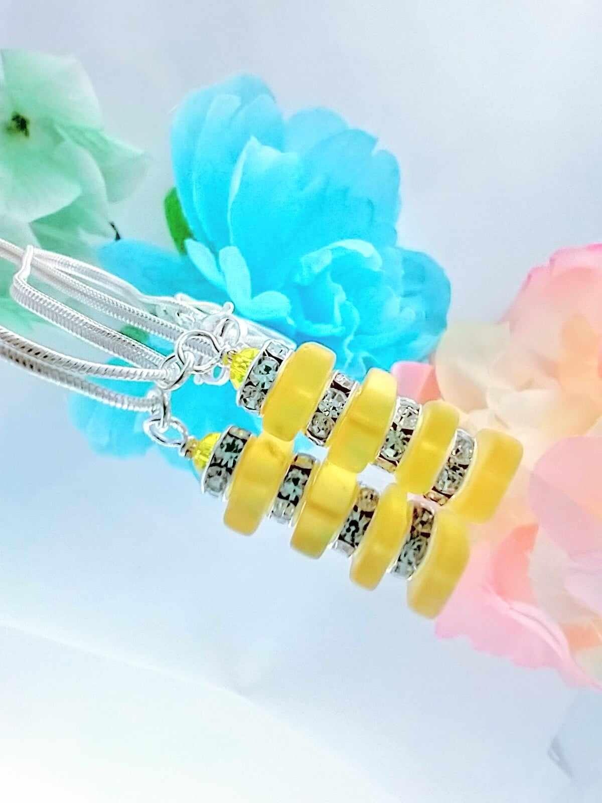 Yellow Stacked Sea Glass Sterling Silver Dangle Earrings Beach Jewelry Gift For Her Minimalist Drops Christmas Gift Stocking Stuffer