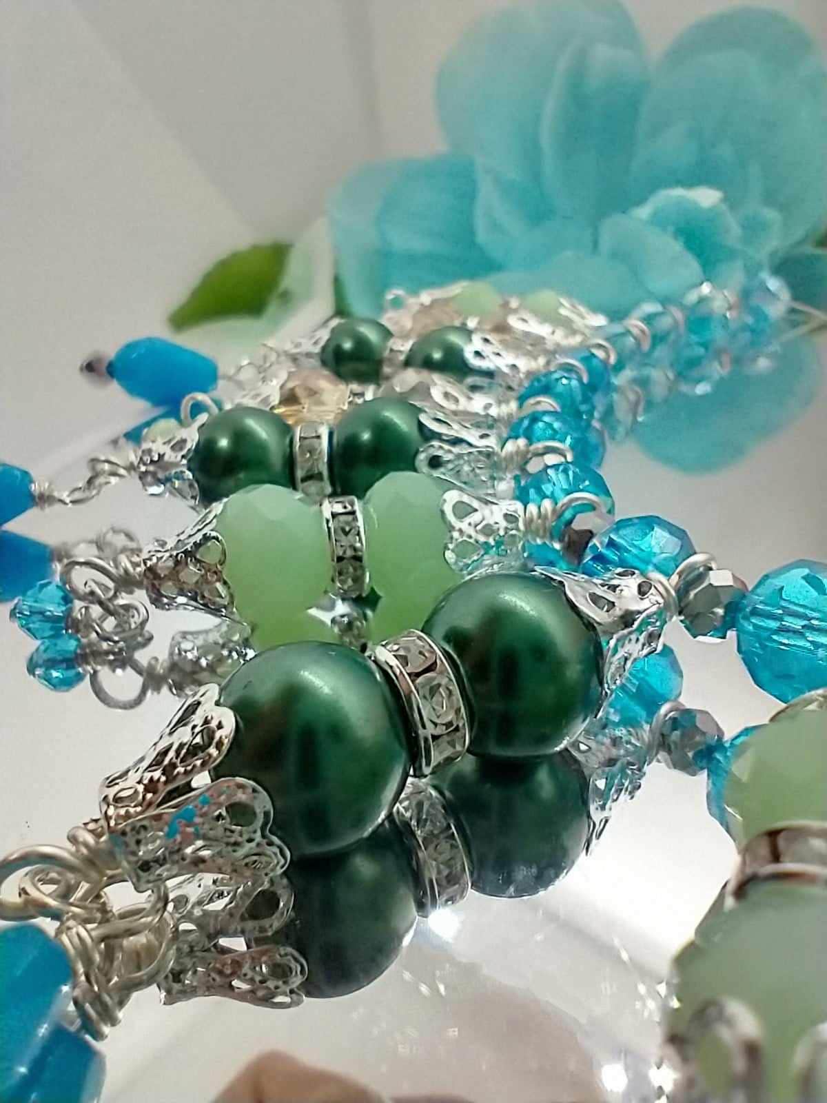 Jade Green Beaded Bib Necklace: Boho Bollywood Statement Jewelry
