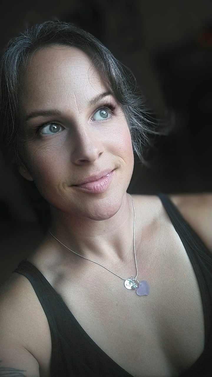 Personalized Sea Glass Heart Necklace: Silver Snake Chain, Initial Charm