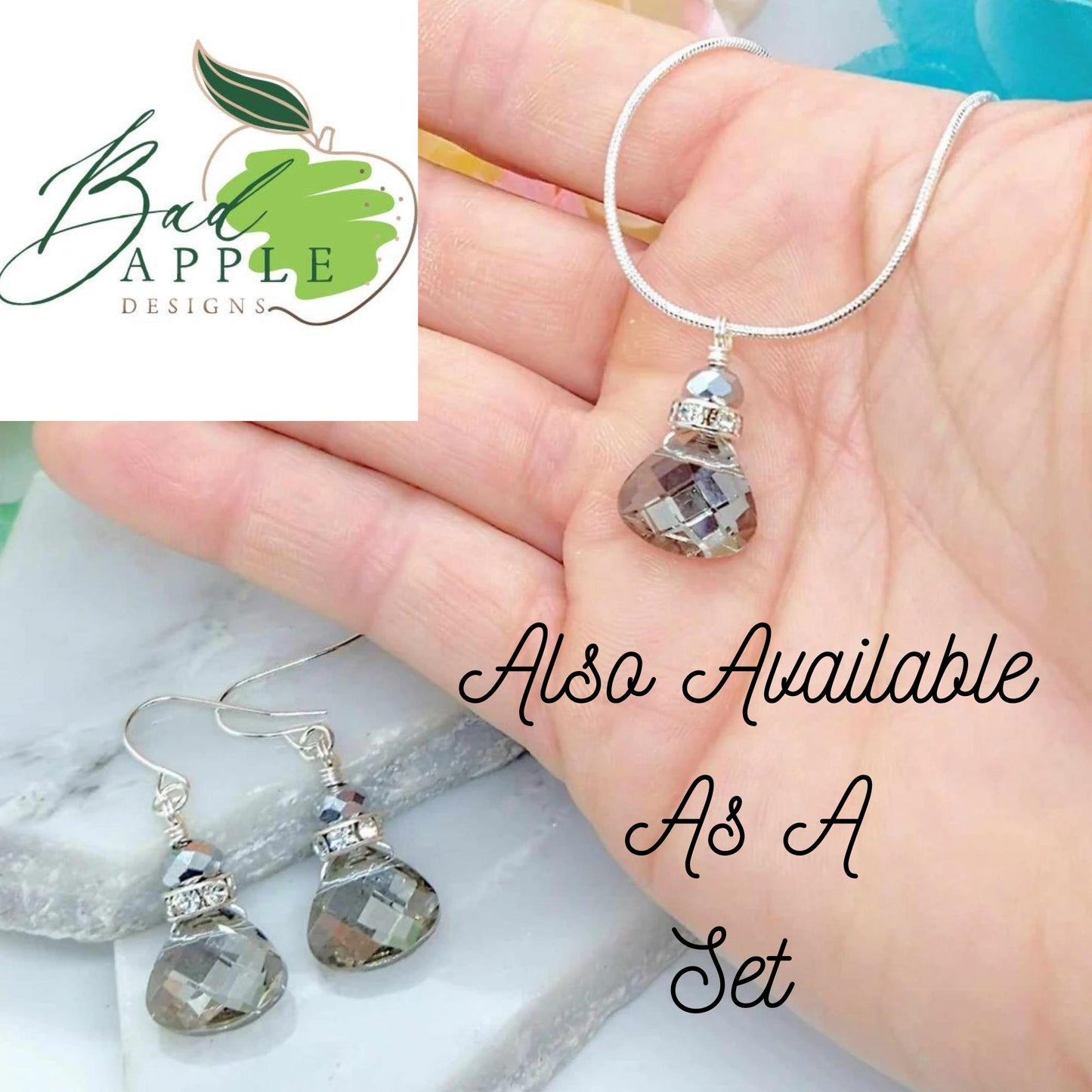 Crystal Teardrop Dangle Earrings - Bridal Jewelry - Sterling Silver - Minimalist Gift for Her
