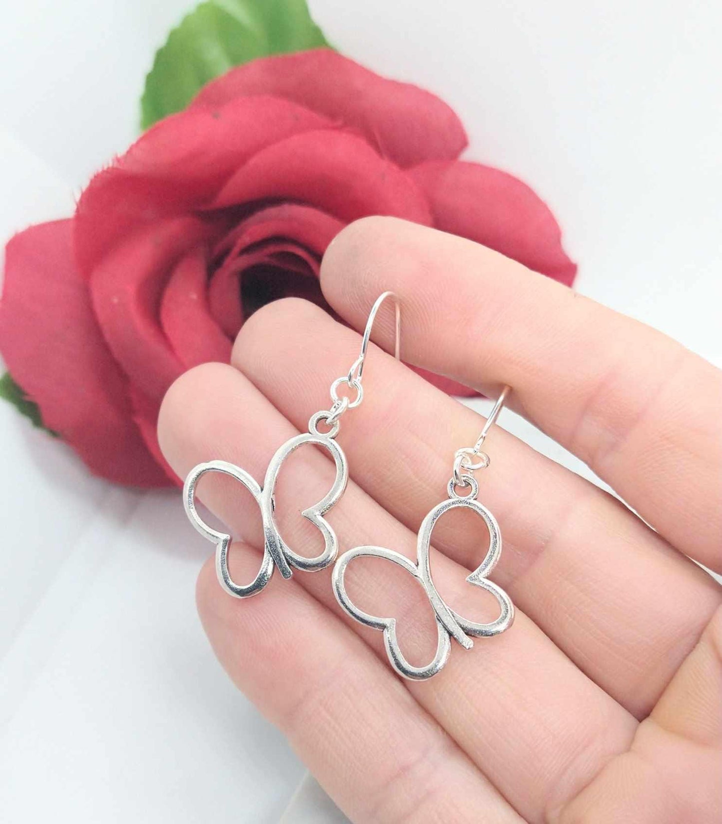 Minimalist Charm Earrings - Butterfly Dragonfly Ladybug Bumblebee Frog - Bridal Gift for Her Flower Dangles Gift For Nature Lover