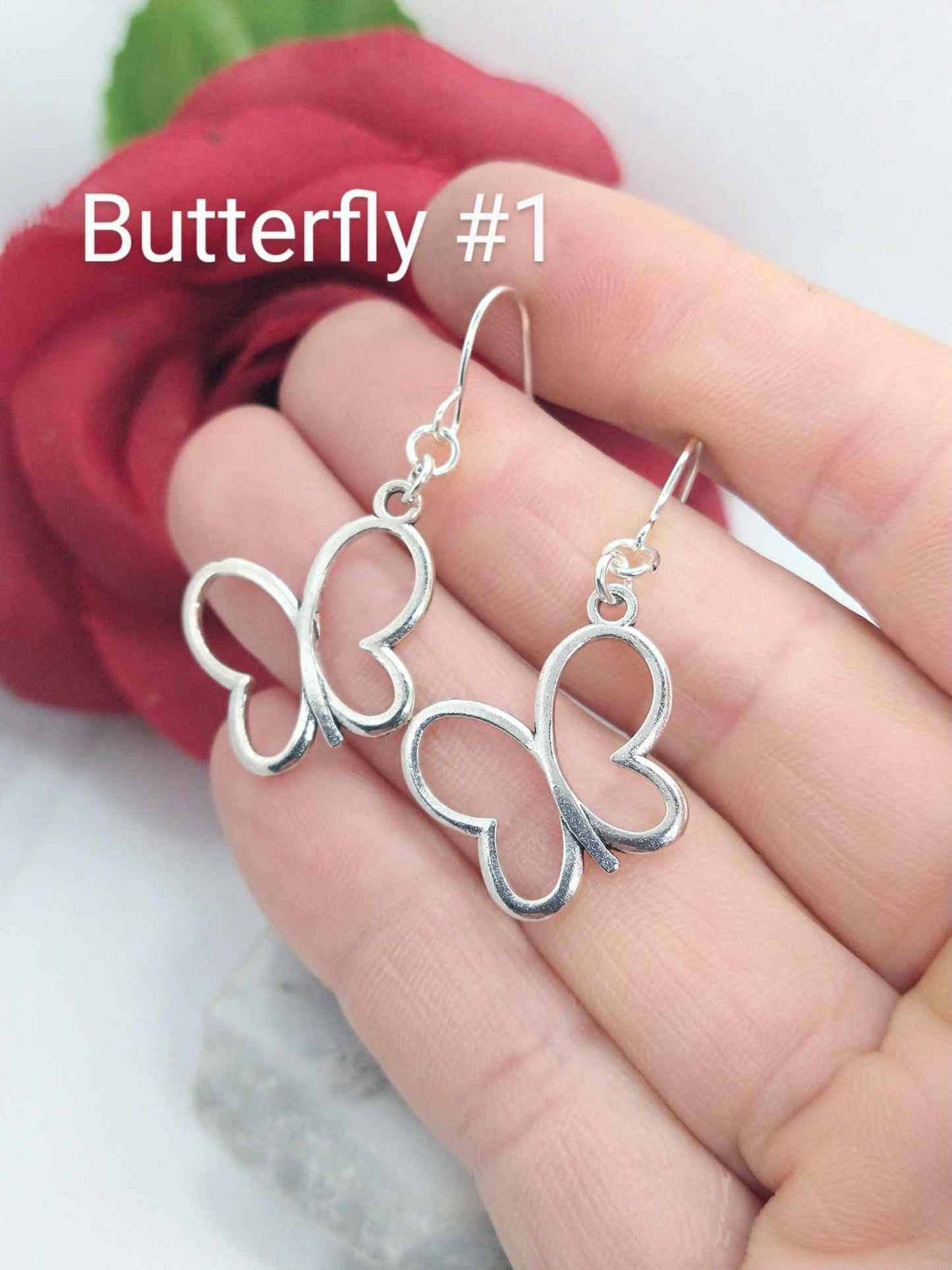 Sterling Silver Butterfly Earrings: Nature Charm Dangle Earrings