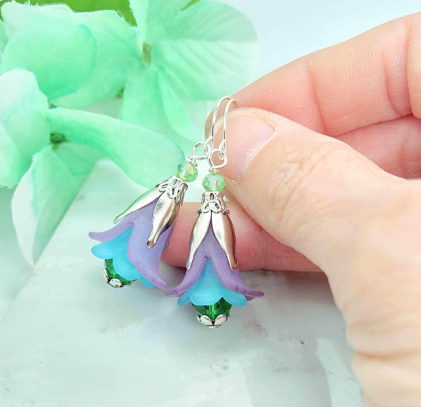 Dainty Flower Dangle Earrings: Sterling Silver Floral Drop Earrings