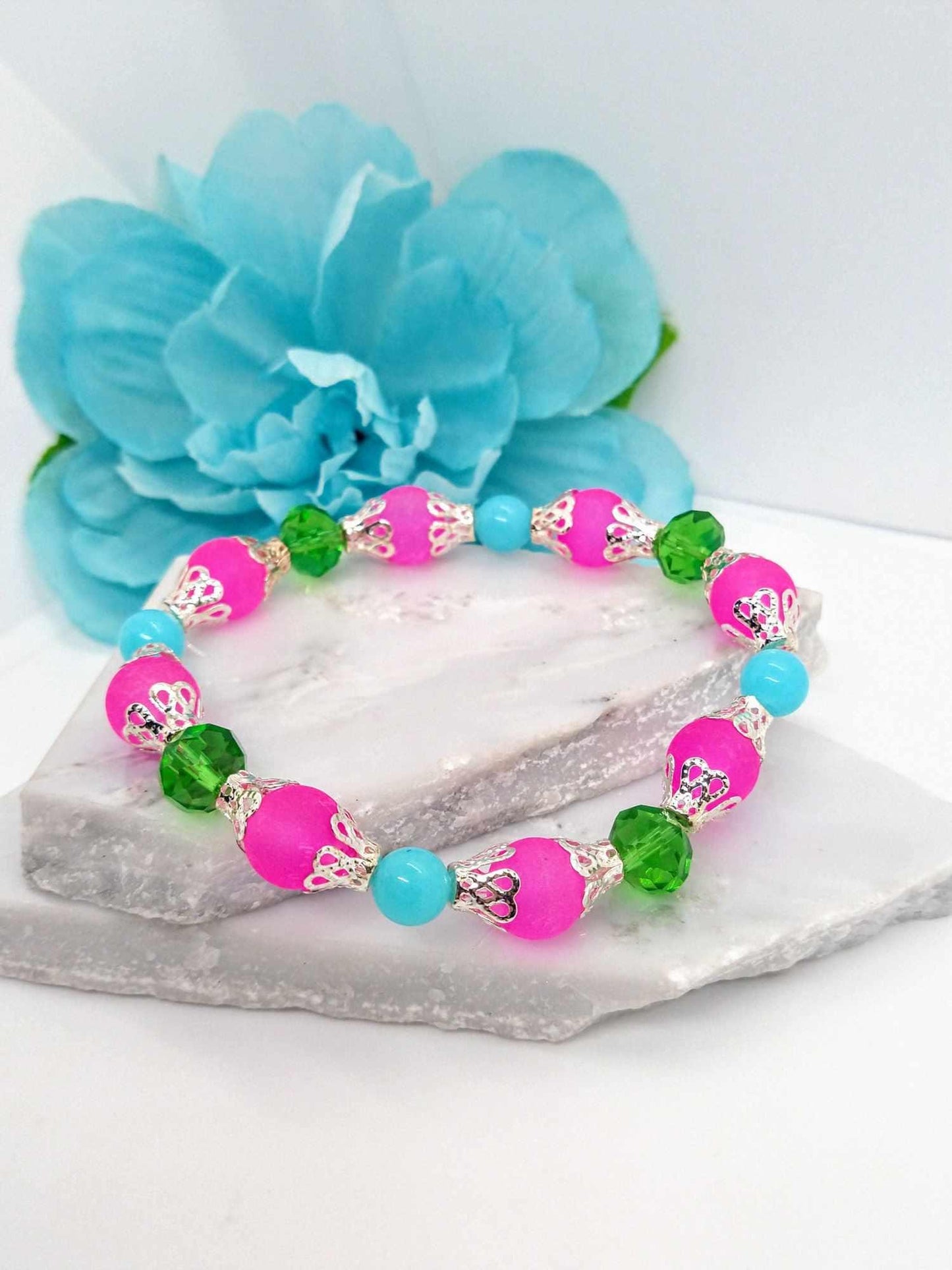 GLASS BRACELET 8MM • genuine green jewelry • beaded dainty bracelet • perfect gift for her stackable stretch water resistant Statement Boho