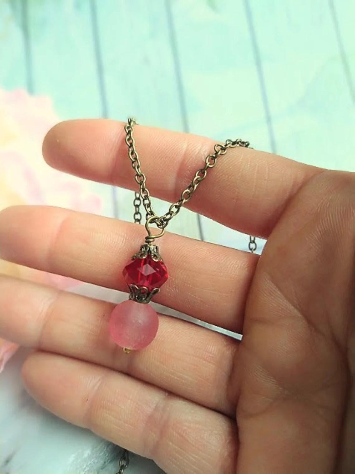 Red Gemstone Dangle Earrings Set | Minimalist Jewelry Gift For Her