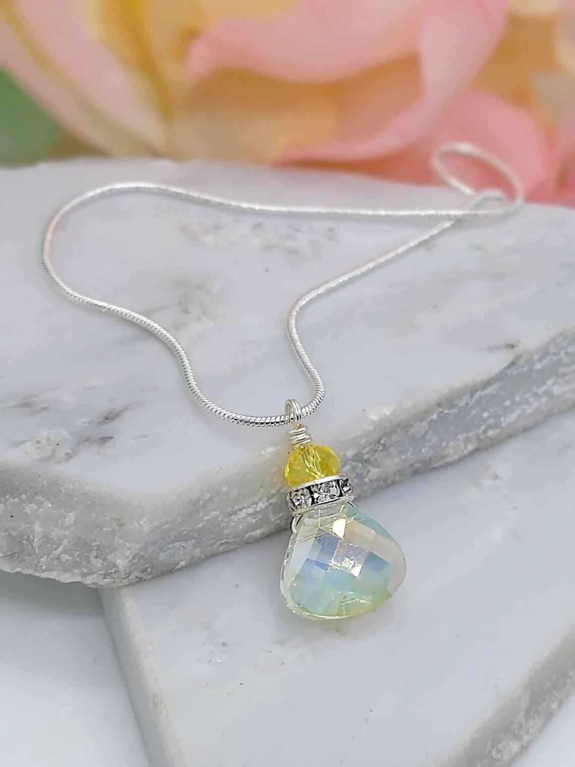 Dainty Dangle Earrings - Handmade Teardrop Earrings Crystal Drop Earrings Bridal Jewelry Gift For Her Sterling Silver Earrings