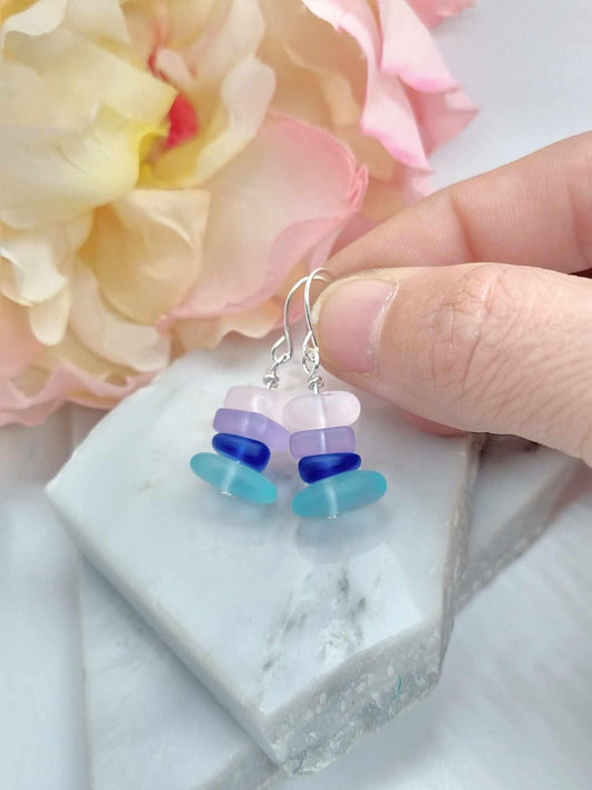 Sterling Silver Sea Glass Dangle Earrings: Hypoallergenic Beach Jewelry