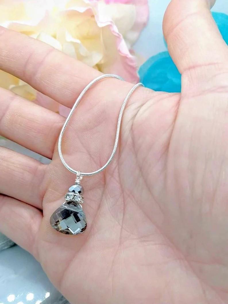 Crystal Teardrop Dangle Earrings - Bridal Jewelry - Sterling Silver - Minimalist Gift for Her