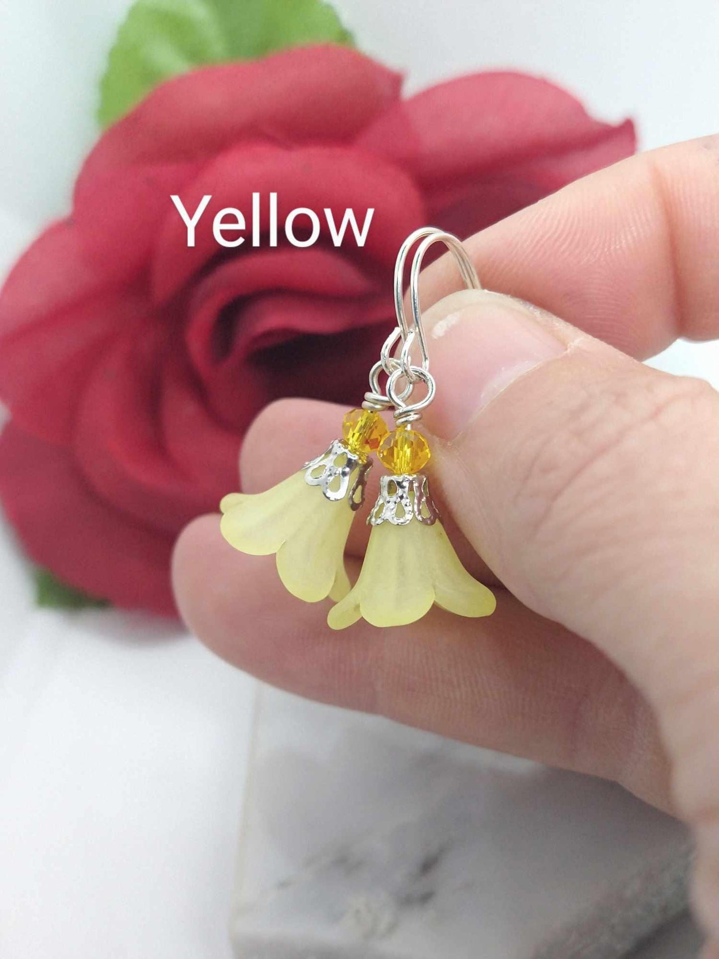 Minimalist Floral Earrings - Delicate Silver Blossom Jewels - Bridal Gift for Her Flower Dangles Gift For Nature Lover