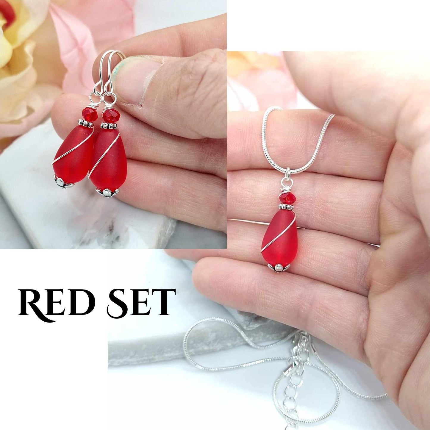 Teal Blue Seaglass Teardrop Earrings: Sterling Silver Dangle Earrings