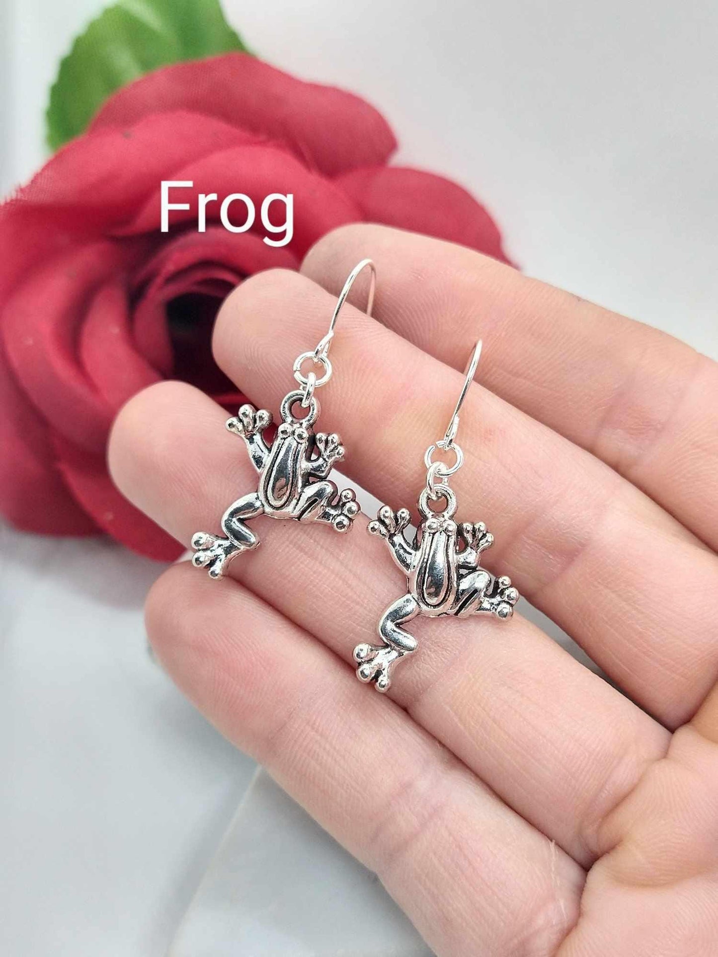 Minimalist Charm Earrings - Butterfly Dragonfly Ladybug Bumblebee Frog - Bridal Gift for Her Flower Dangles Gift For Nature Lover