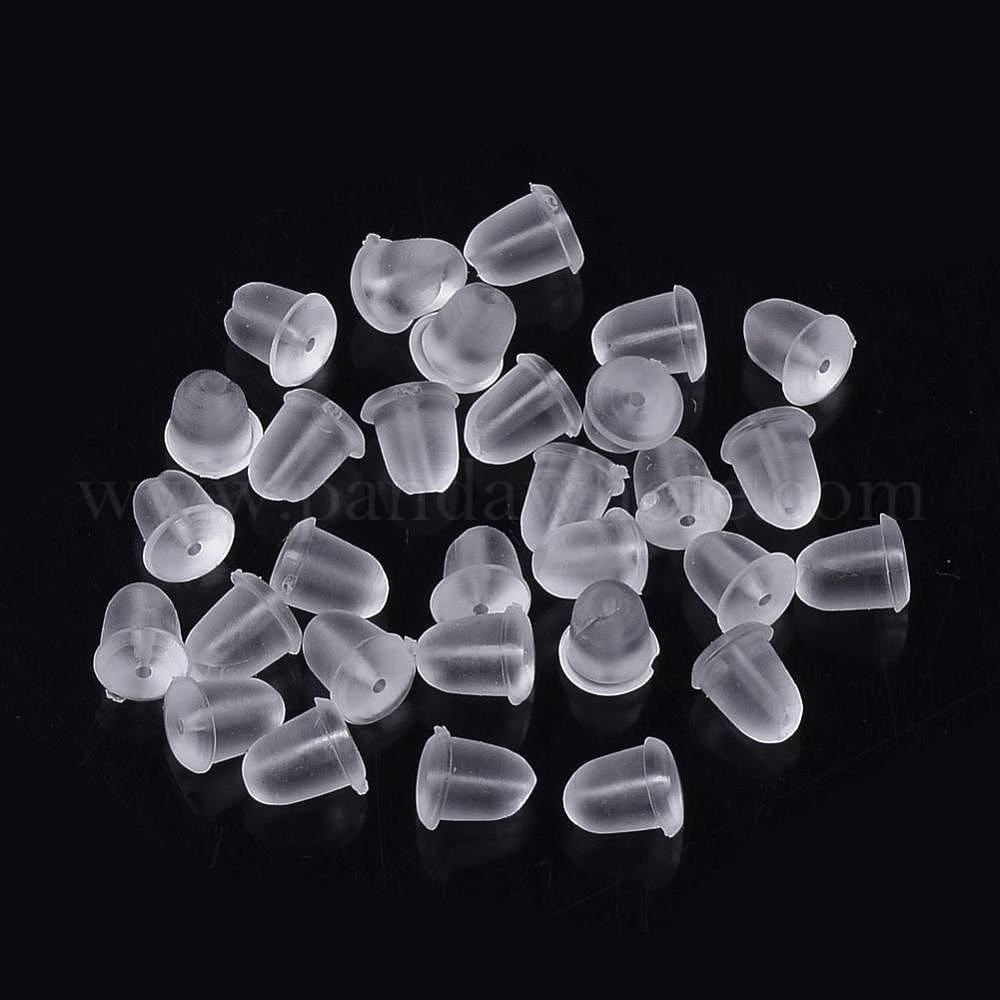 Clear Rubber Earring Backs: Soft Plastic Ear Nuts (4x4mm)