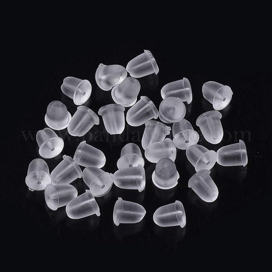 Clear Rubber Earring Backs: Soft Plastic Ear Nuts (4x4mm)