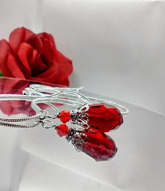 Red Garnet Necklace Birthstone Pendant Gift For Her Birthday Gift Ruby Jewelry Handmade Teardrop Necklace Minimalist