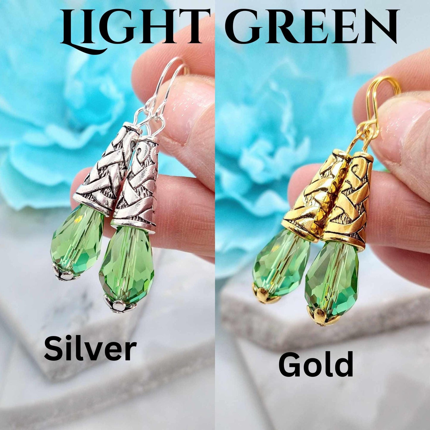 Sterling Silver Crystal Teardrop Dangle Earrings - 2 Inch