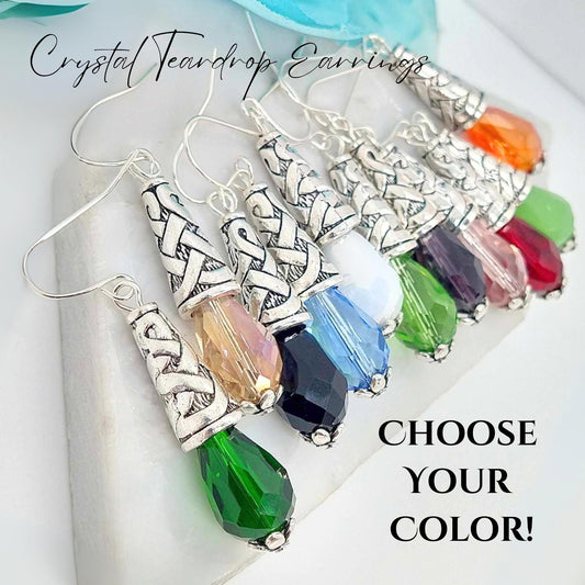 Teardrop Crystal Dangle Earrings: Sterling Silver Bridal Jewelry
