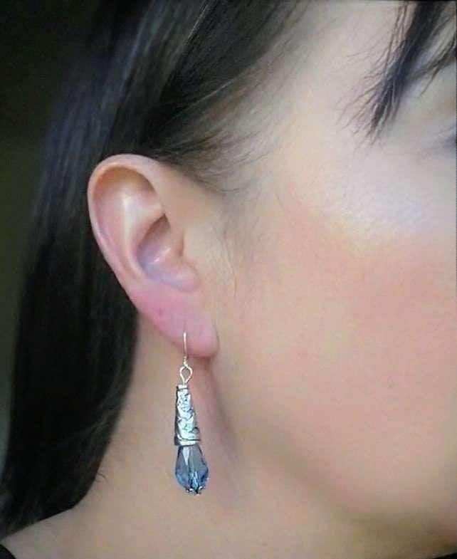 Sterling Silver Crystal Teardrop Dangle Earrings: Elegant Bridal Jewelry