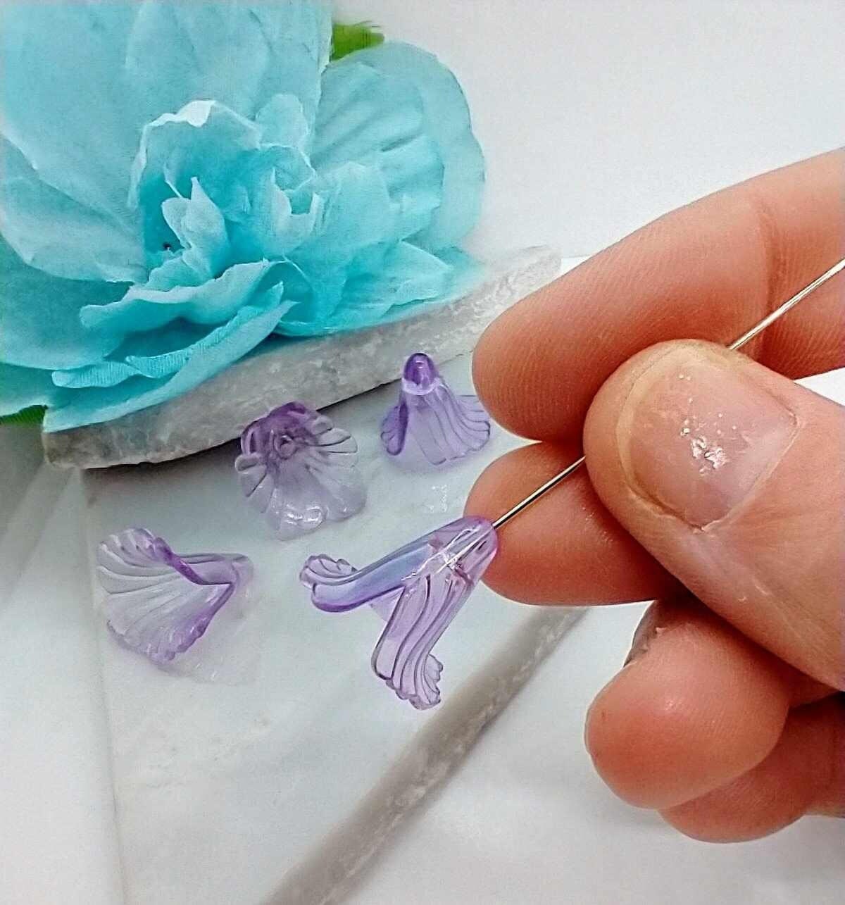 Transparent Purple Acrylic Flower Beads: Jewelry Making Supplies (20mm, 10 Piece)