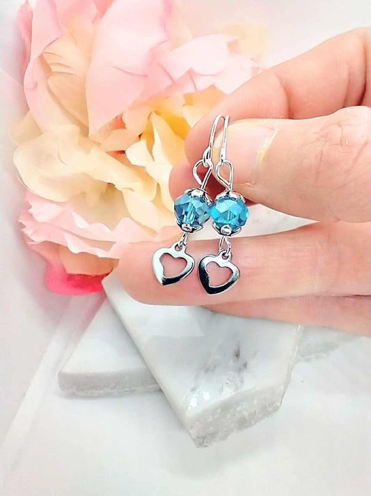 Dainty Heart Earrings, Love Charm Dangle Earrings, Stainless Steel Valentine's Day Earrings, Valentines Gift For Her, Anniversary Gift