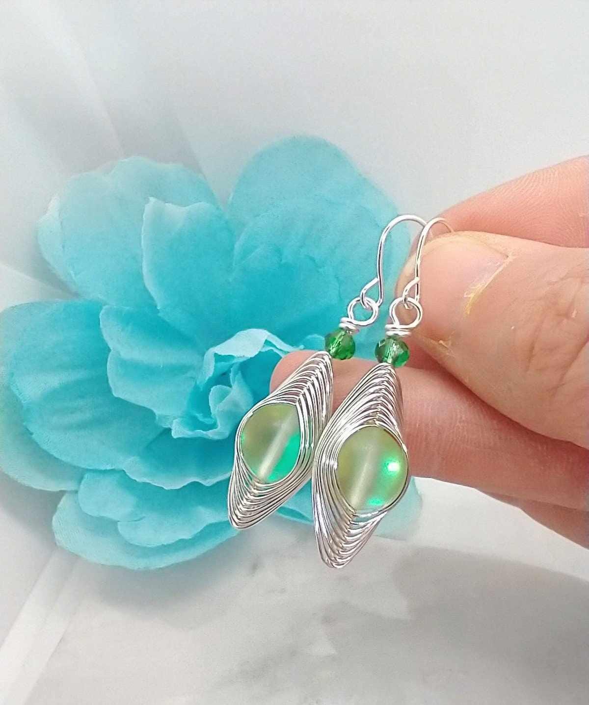 Blue Glowing Earrings Minimalist Style Gift For Her Dangle Earrings Drop Earrings Blue Jewelry Dainty Earrings Drop Earrings Bridal Jewelry