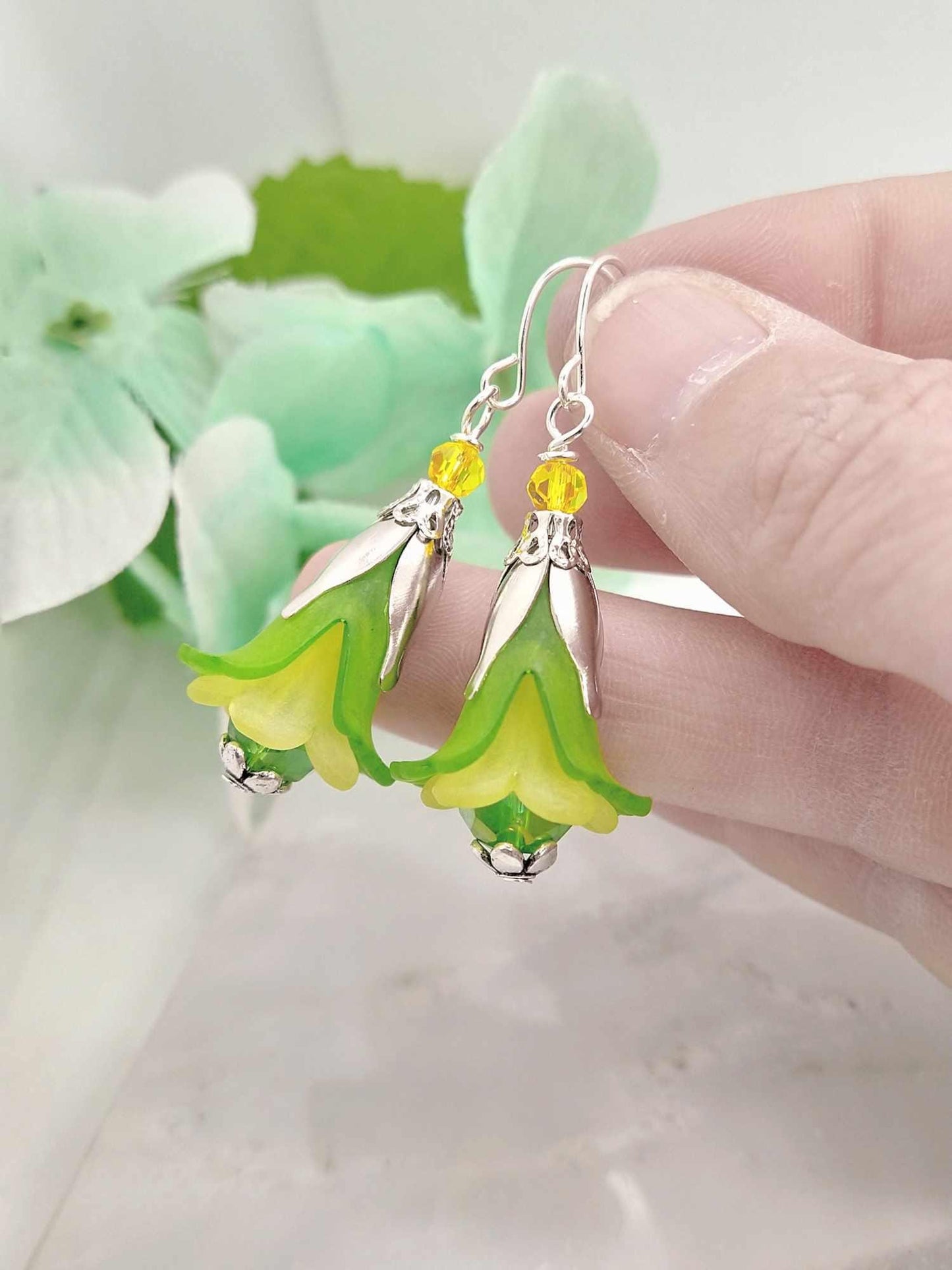 Handmade Floral Dangle Earrings: Sterling Silver, Bohemian Bridal Jewelry