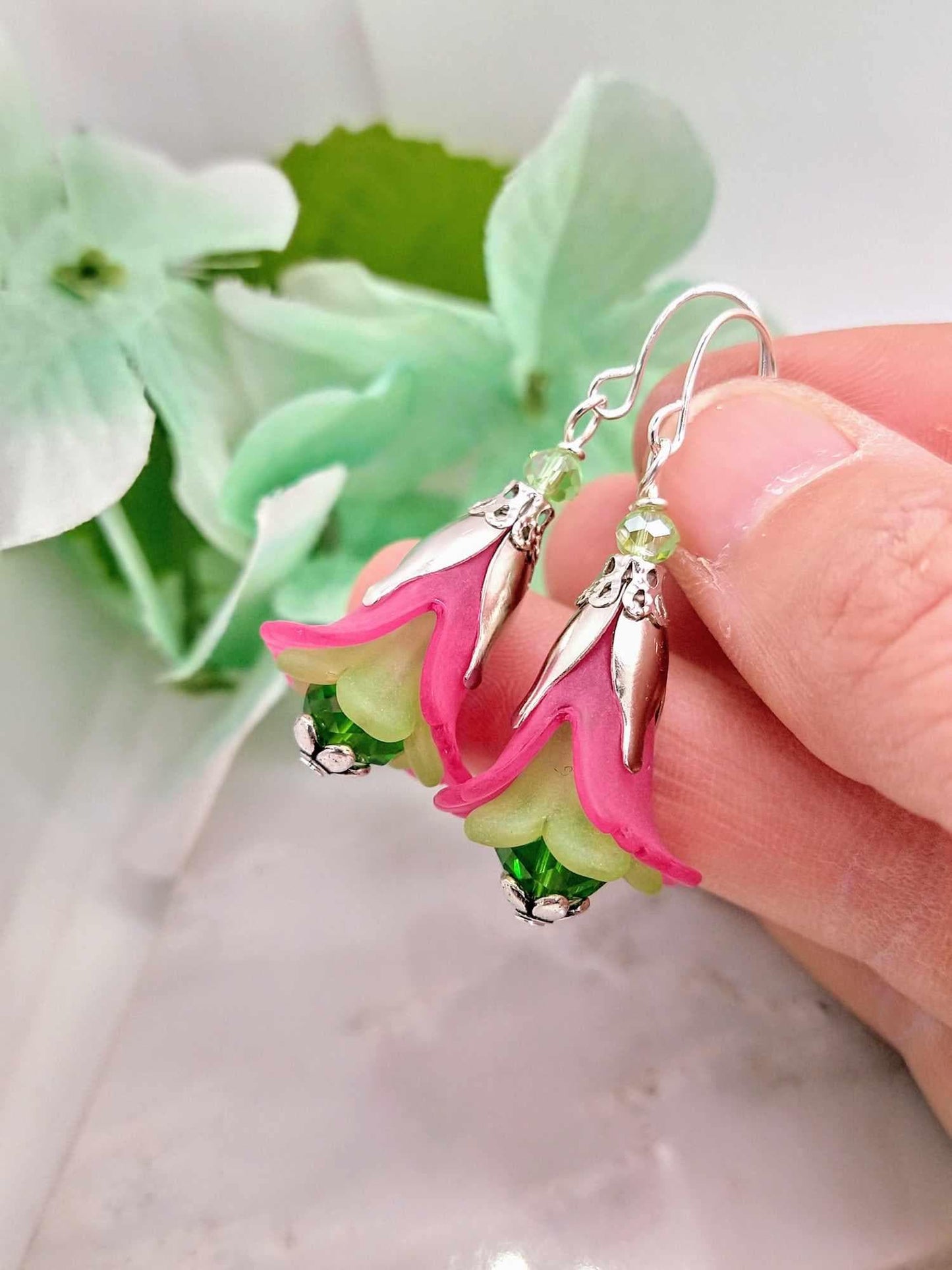 Handmade Floral Dangle Earrings: Sterling Silver Flower Jewelry