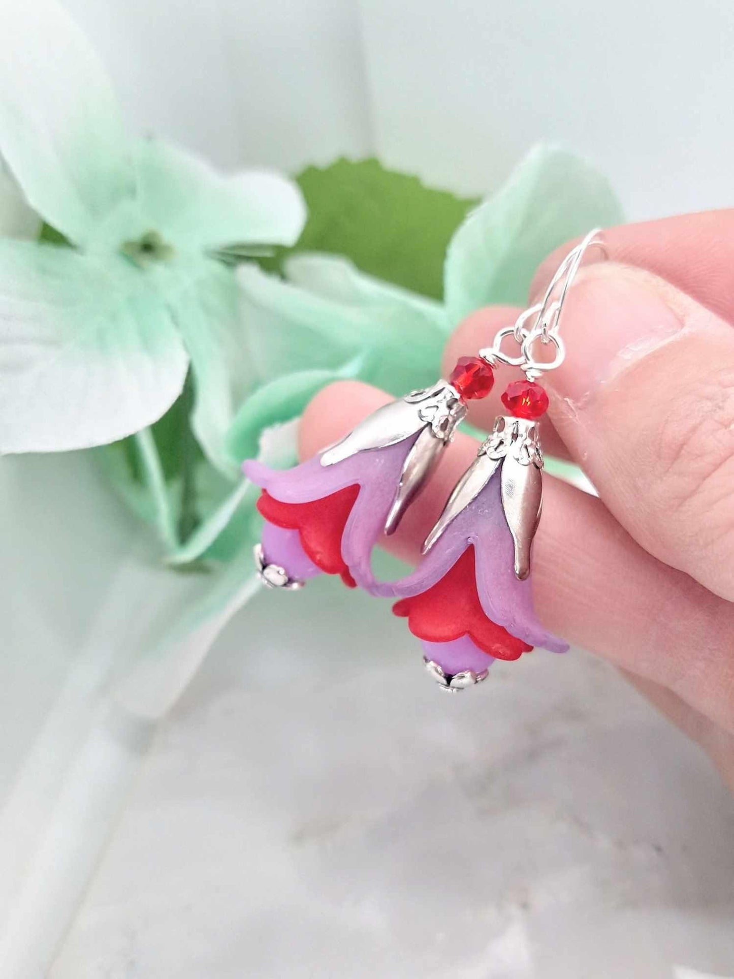 Handmade Floral Dangle Earrings: Sterling Silver Flower Jewelry