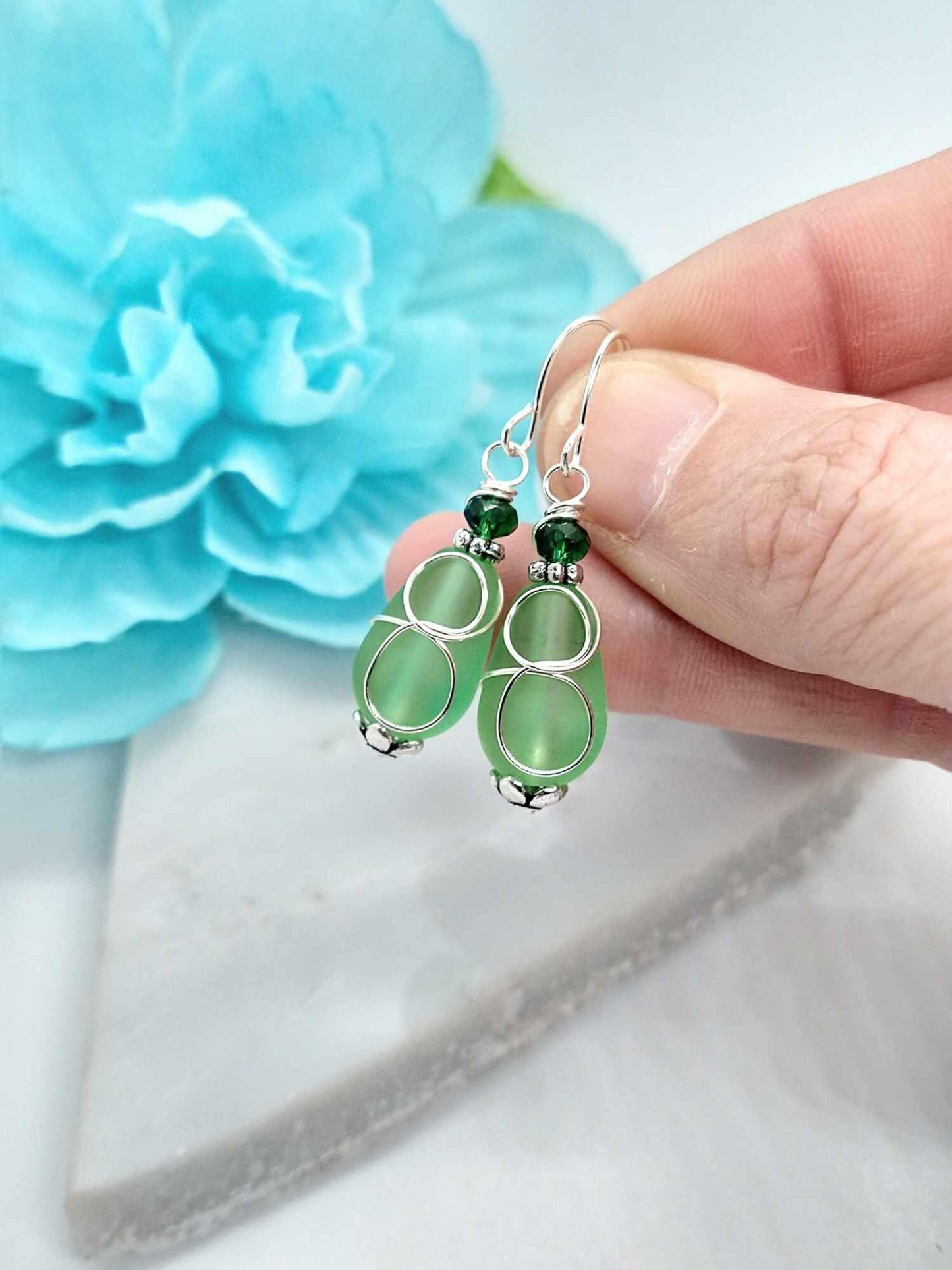 Pink Sea Glass Teardrop Earrings: Sterling Silver Hooks, Beach Jewelry