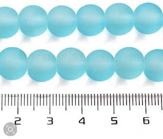 10mm Blue Frosted Glass Round Beads - 10 Piece Pack - Jewelry Making Supplies - Seaglass Beads