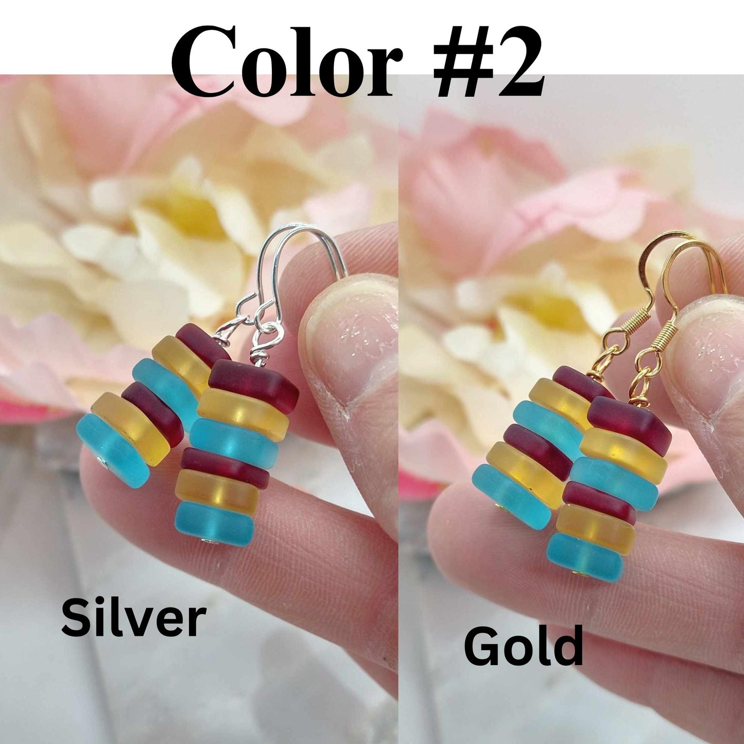 Blue Seaglass Dangle Earrings: Sterling Silver Bohemian Jewelry