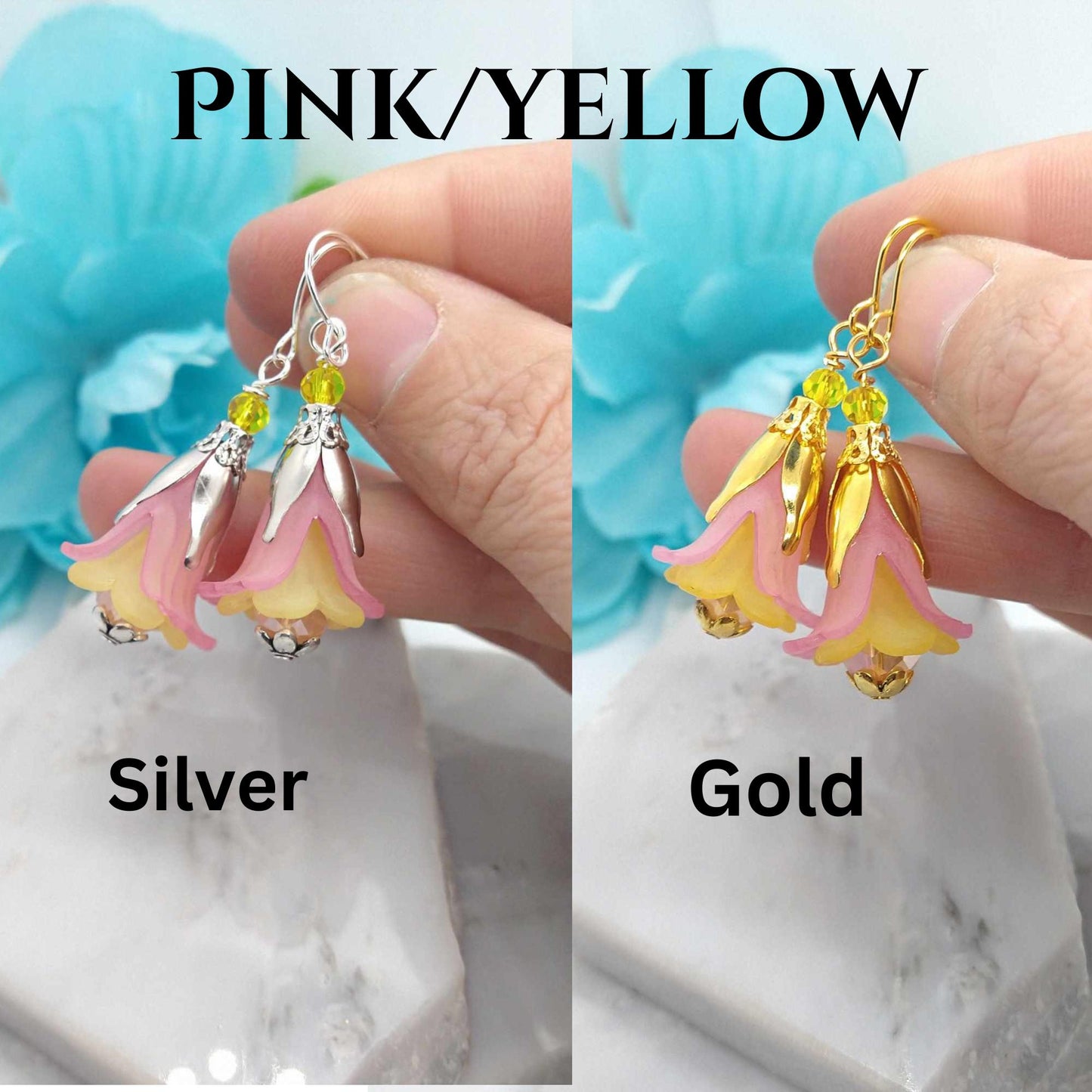 Bold Pink Floral Dangle Earrings, Unique Flower Jewelry, Gift Idea For Her, Bridal Earrings, Nature Inspired Drops, Sterling Silver