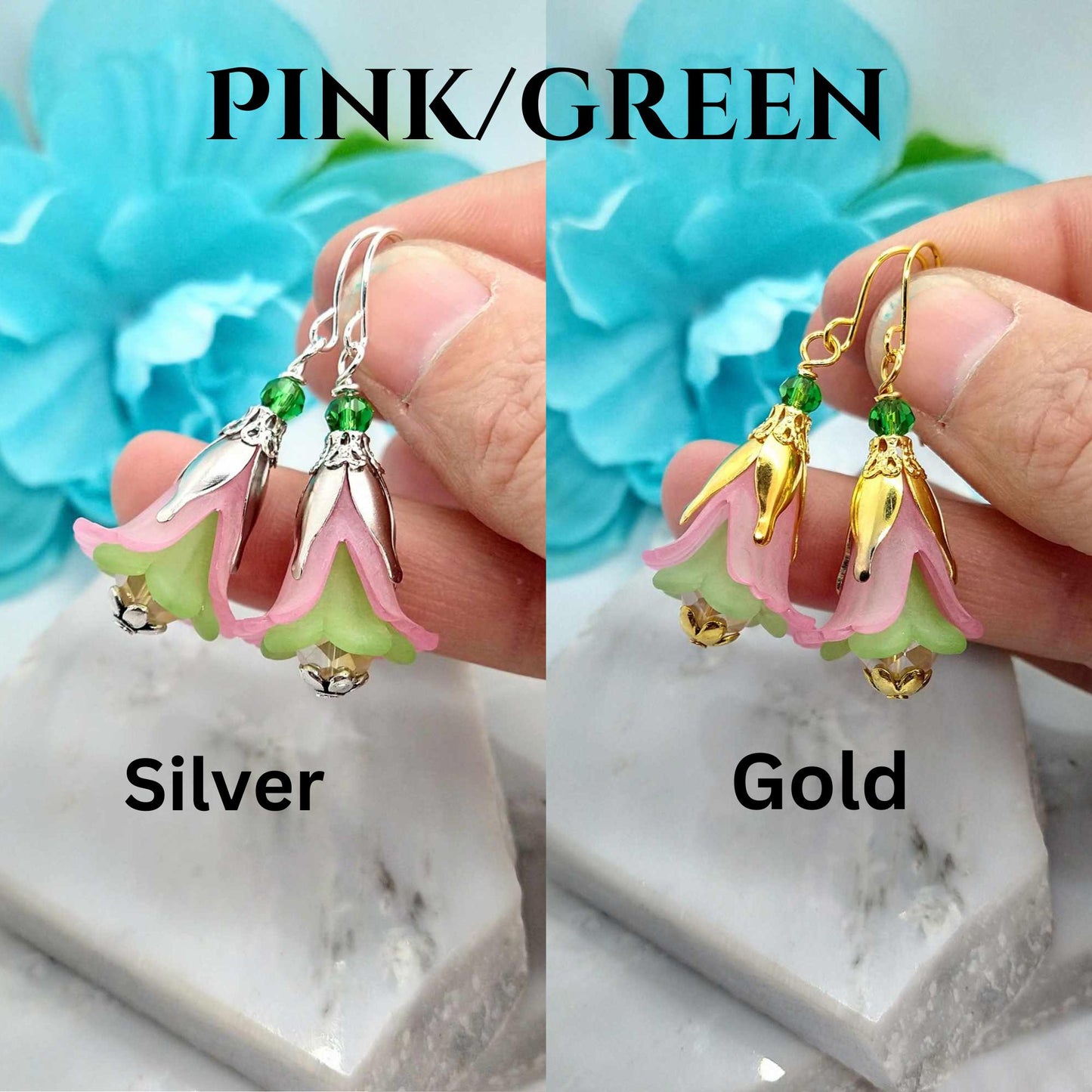 Bold Pink Floral Dangle Earrings, Unique Flower Jewelry, Gift Idea For Her, Bridal Earrings, Nature Inspired Drops, Sterling Silver