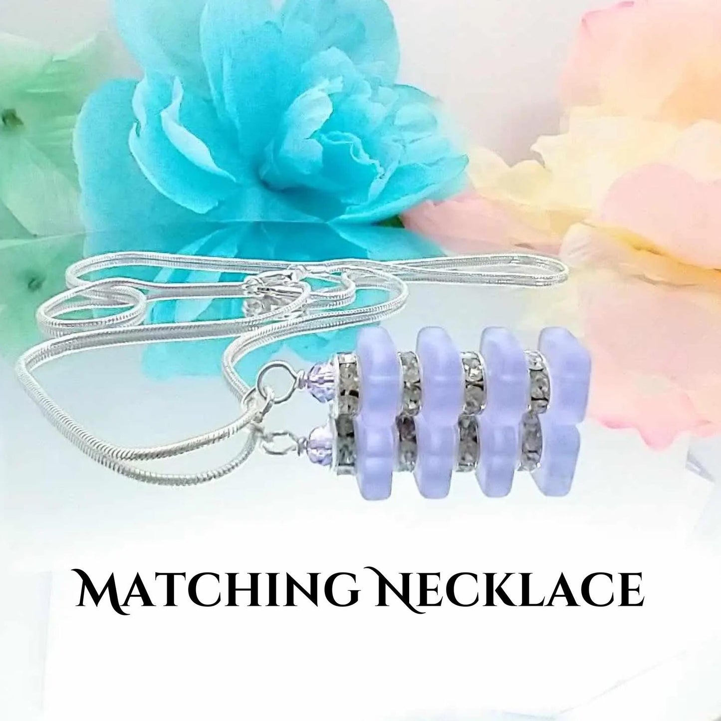Purple Sea Glass Dangle Earrings: Silver Crystal Accent Jewelry