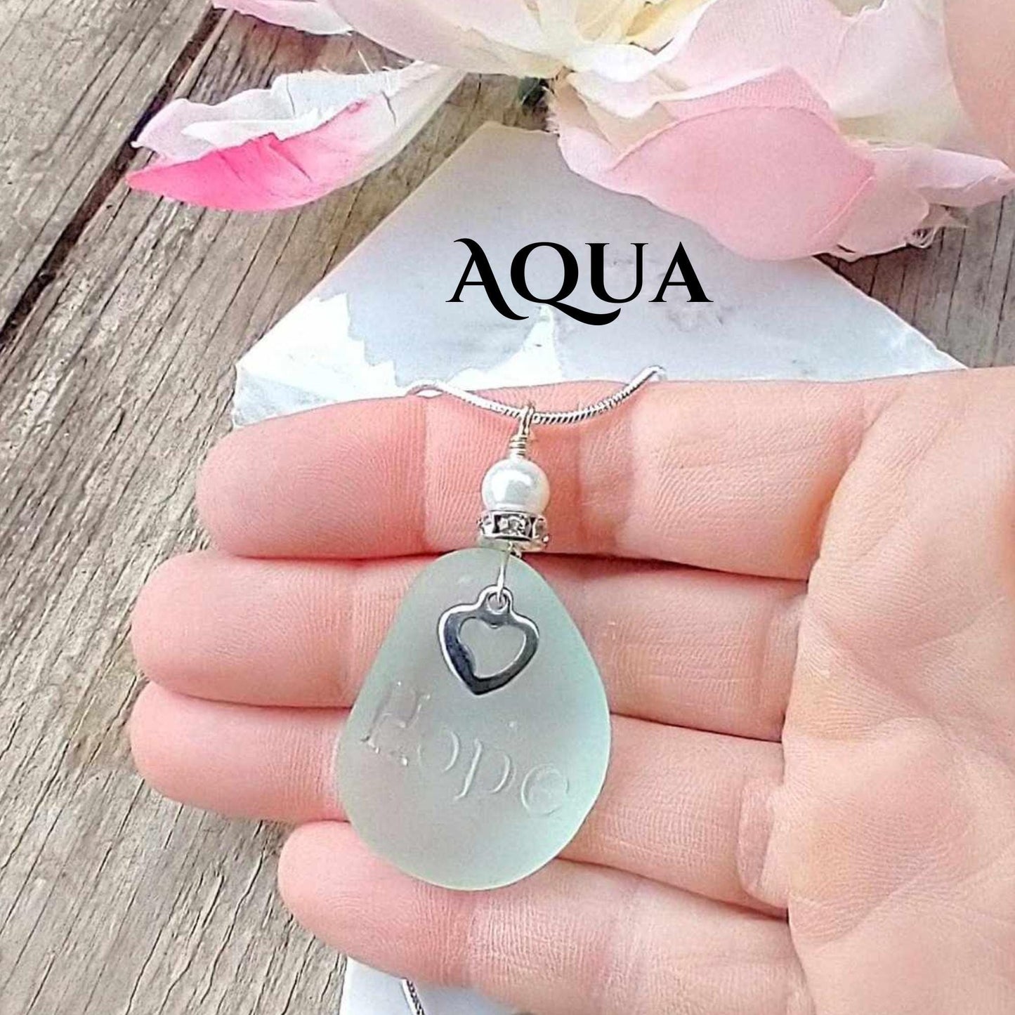 HOPE Sea Glass Necklace: Sterling Silver Inspirational Gift