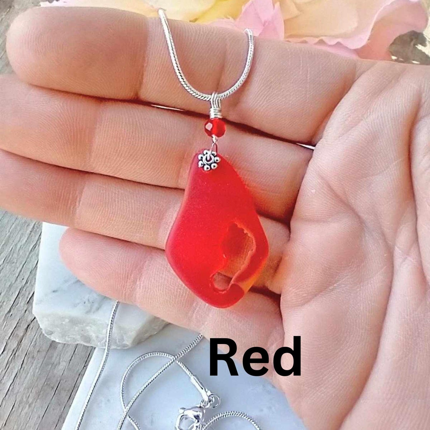Sea Glass Footprint Necklace: Sterling Silver Beach Jewelry