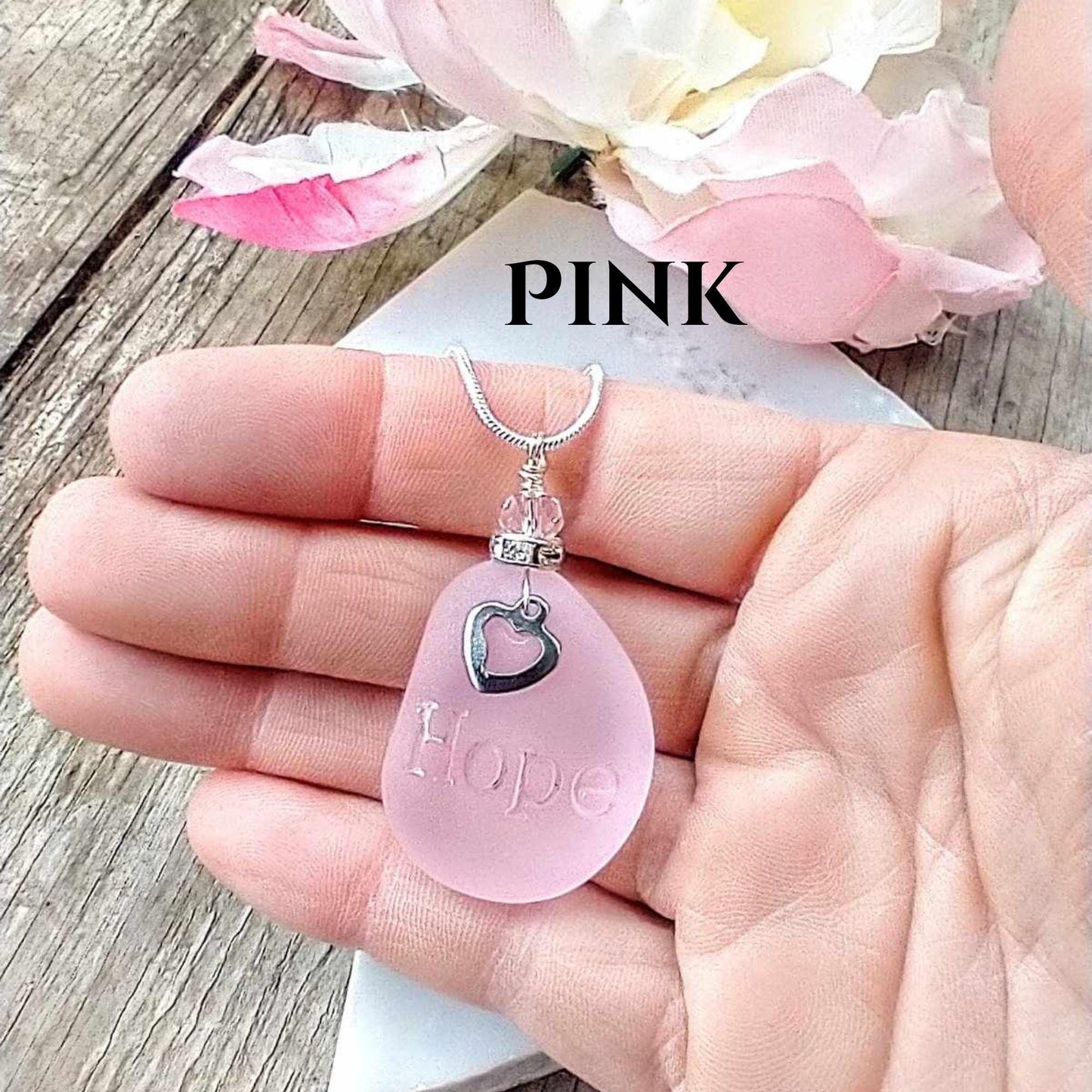 HOPE Sea Glass Necklace: Sterling Silver Inspirational Gift