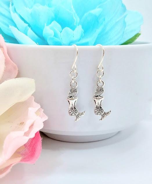 Mermaid Charm Earrings: Beachy Alloy Jewelry